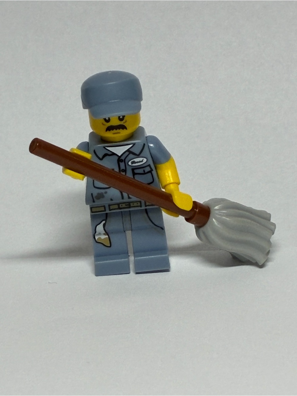 Gray Janitor Figurine with Mop - Home Bath Accessory